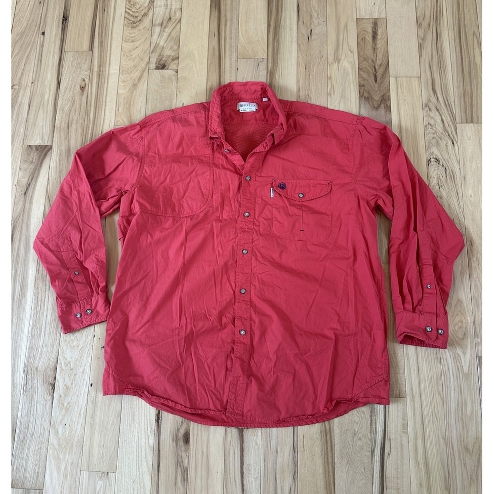 Beretta Shirt Mens 2XL Red Quilted Shooting Padded Shoulder Hunting Vented Back